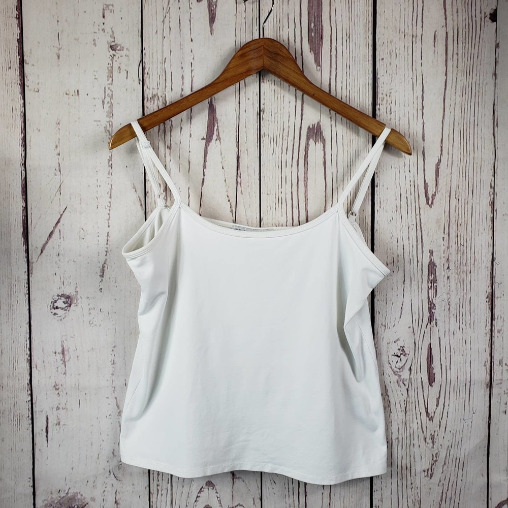 Claudia D. Cami Tank Top Womens Size Medium Spaghetti Straps Cotton White